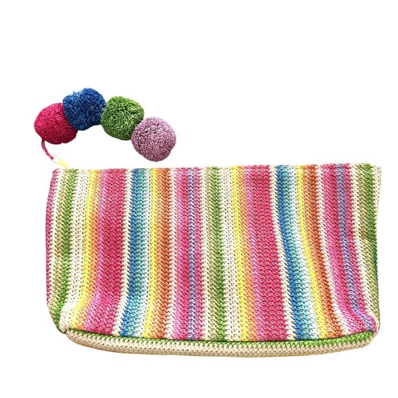 BTB LOS ANGELES Rainbow‎ Straw Clutch NWOT - Picture 1 of 4